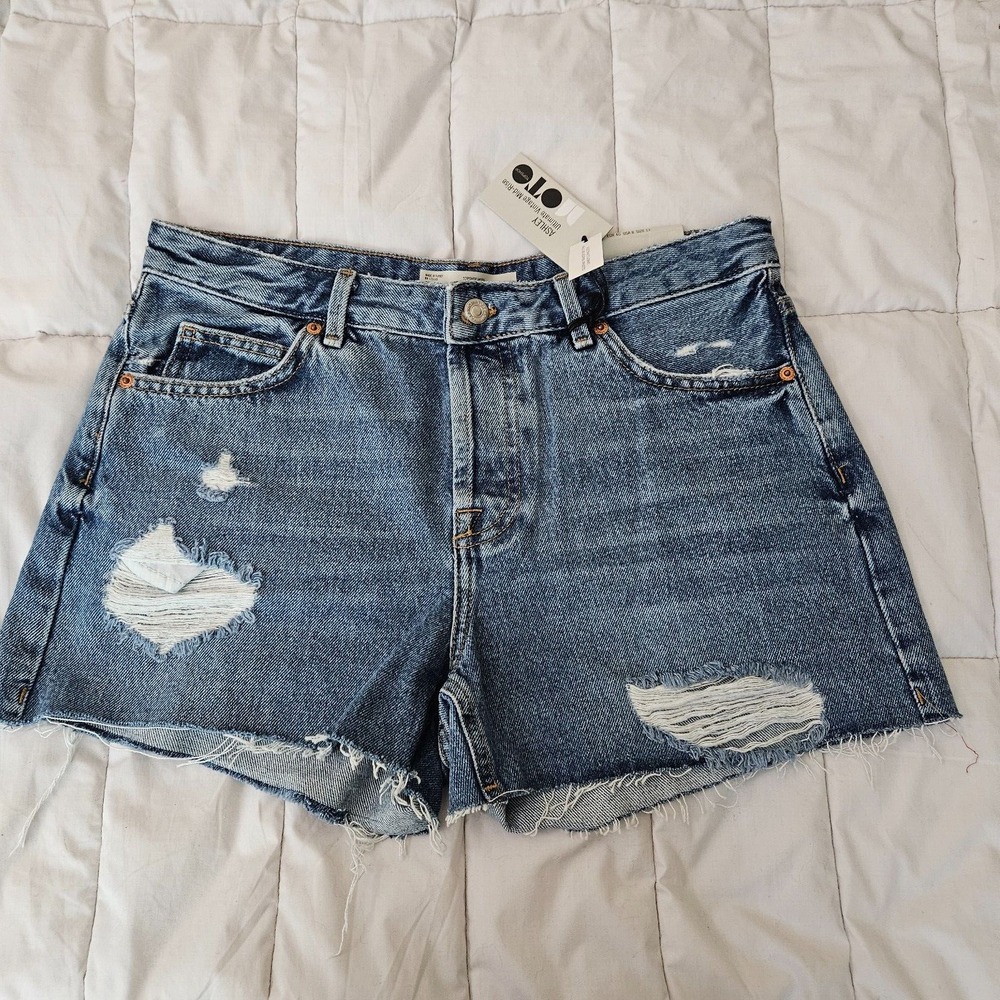 TOPSHOP Ashiley Ultimate Vintage Mid Rise Moto Short Women's Size 12 NEW